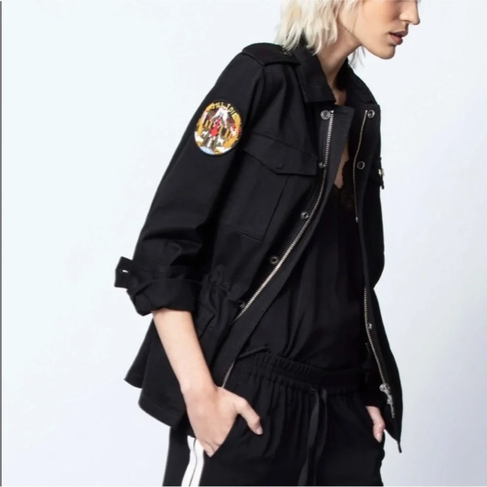 NWT Zadig & Voltaire Black Kayak Skull Mili Jacket | S - Picture 2 of 7